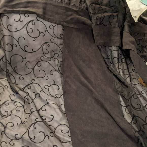 Black Sheer and Faux Suede Curtains 2 Panels - Picture 3 of 3